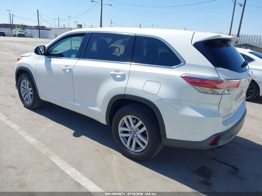 Vin: 5tdzarfh8gs021756, lot: 46154526, toyota highlander le 20163