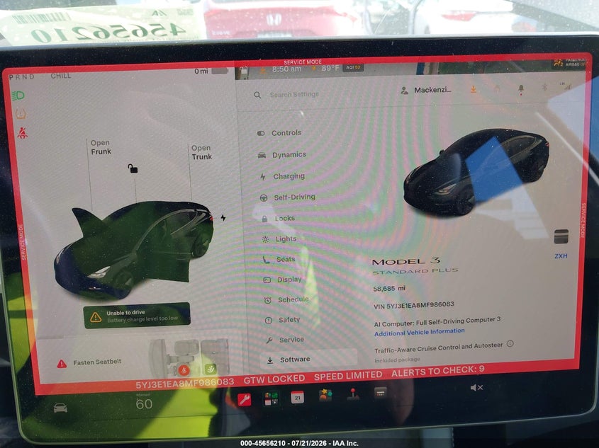 2021 Tesla Model 3 Standard Range Plus Rear-Wheel Drive VIN: 5YJ3E1EA8MF986083 Lot: 45656210