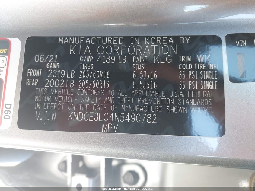2022 Kia Niro Ex Premium VIN: KNDCE3LC4N5490782 Lot: 45656231