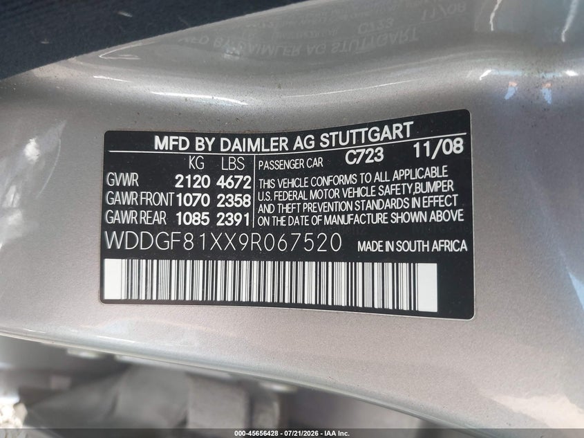 2009 Mercedes-Benz C 300 Luxury 4Matic/Sport 4Matic VIN: WDDGF81XX9R067520 Lot: 45656428