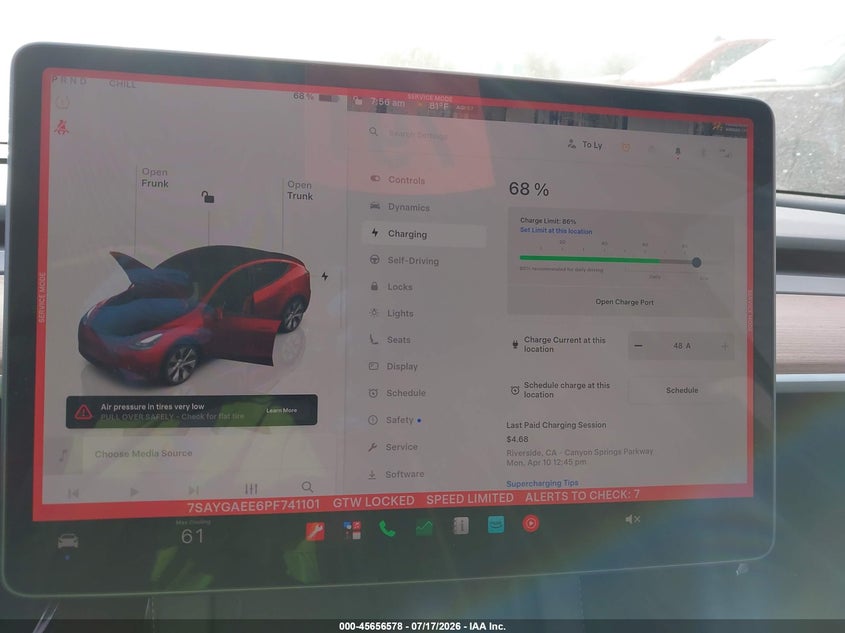 2023 Tesla Model Y Awd/Long Range Dual Motor All-Wheel Drive VIN: 7SAYGAEE6PF741101 Lot: 45656578