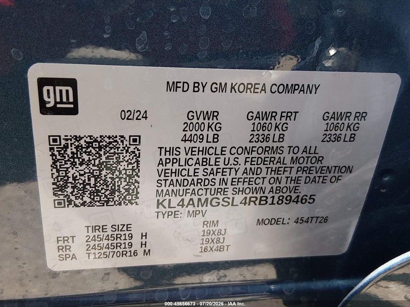 2024 Buick Encore Gx Avenir Awd VIN: KL4AMGSL4RB189465 Lot: 45656673