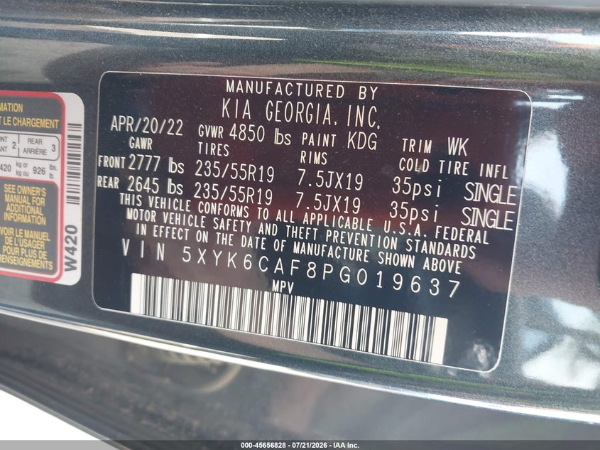 2023 Kia Sportage X-Line VIN: 5XYK6CAF8PG019637 Lot: 45656828