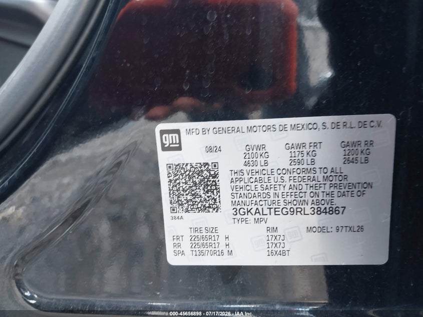 2024 GMC Terrain Awd Sle VIN: 3GKALTEG9RL384867 Lot: 45656898