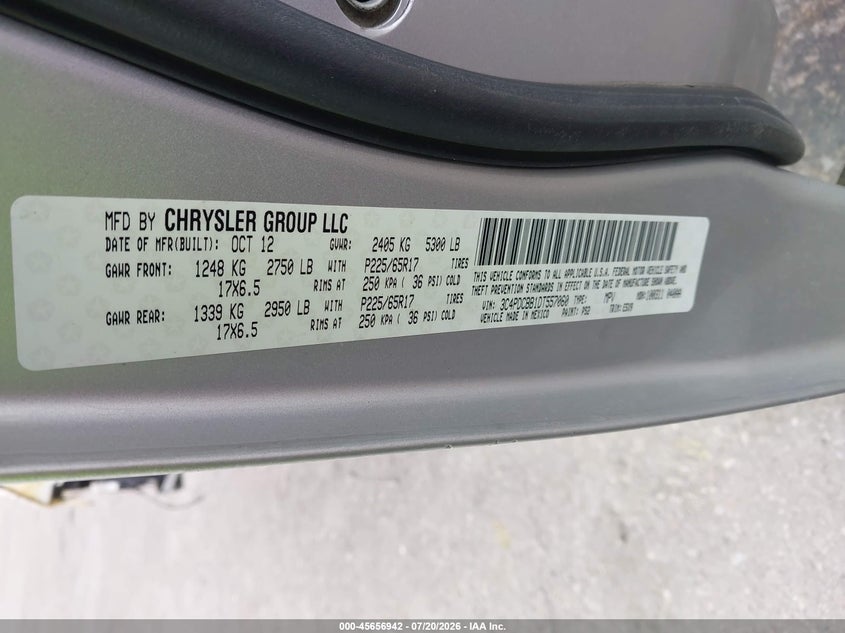 2013 Dodge Journey Sxt VIN: 3C4PDCBB1DT557060 Lot: 45656942