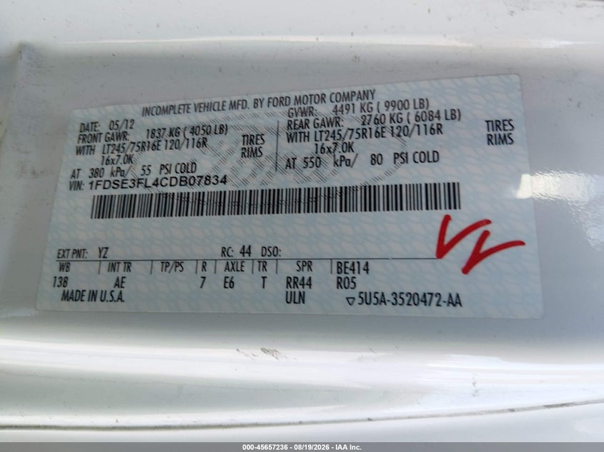 2012 FORD E-350 CUTAWAY auction photo 8