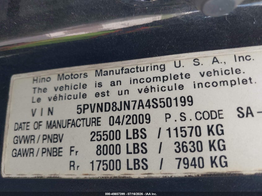 2010 HINO 258 auction photo 8
