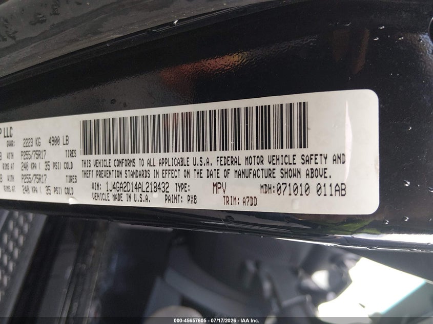 2010 Jeep Wrangler Sport VIN: 1J4GA2D14AL218432 Lot: 45657605