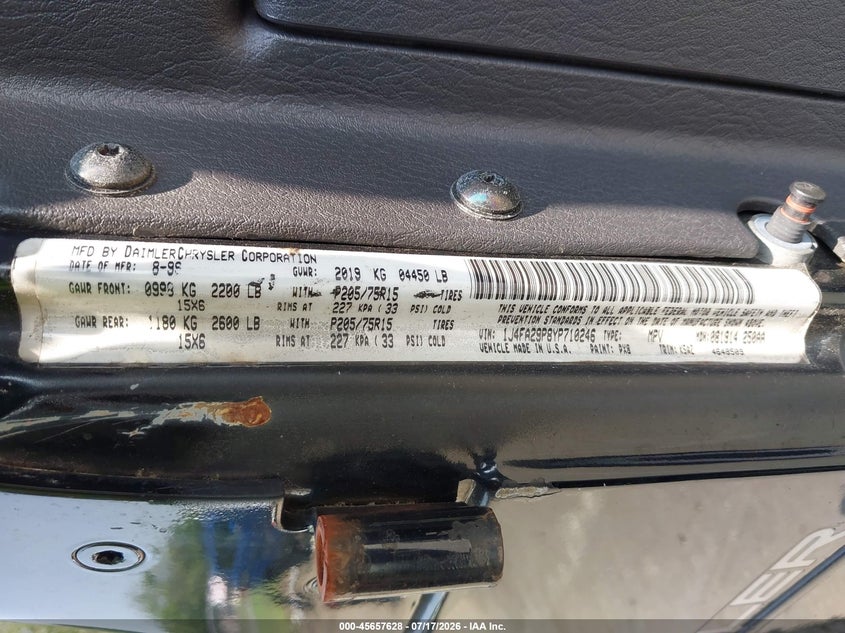 2000 Jeep Wrangler Se VIN: 1J4FA29P8YP710246 Lot: 45657628