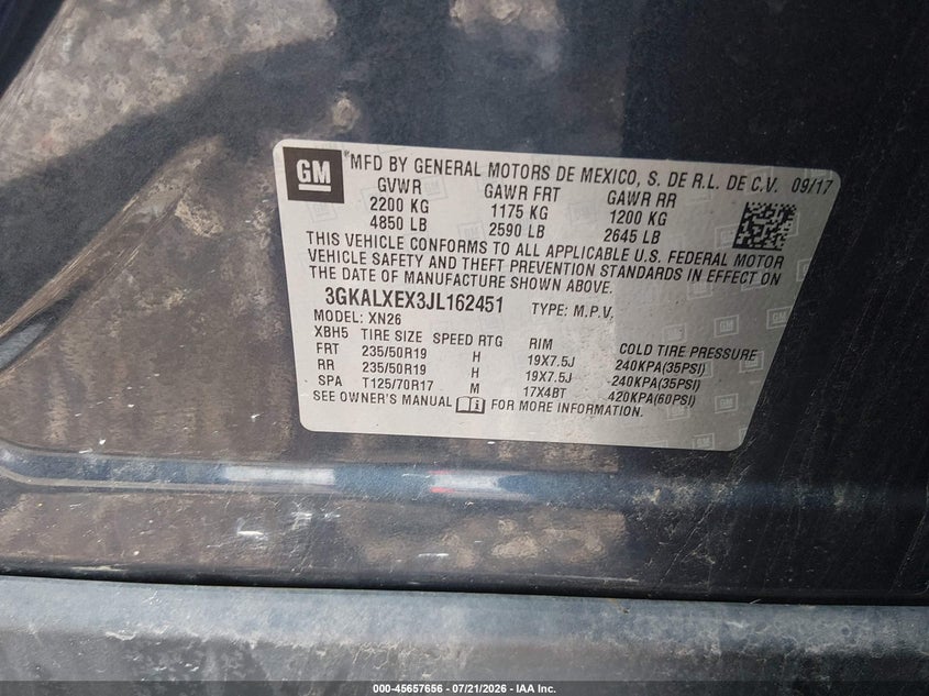 2018 GMC Terrain Denali VIN: 3GKALXEX3JL162451 Lot: 45657656