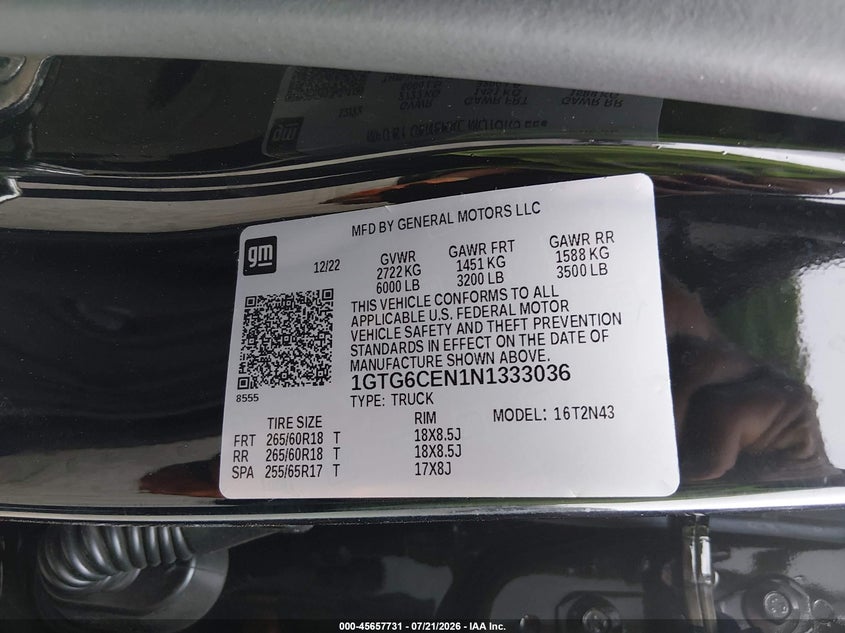 2022 GMC Canyon 4Wd Short Box Elevation VIN: 1GTG6CEN1N1333036 Lot: 45657731