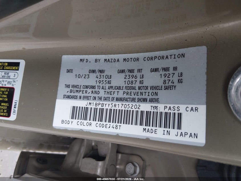 2024 Mazda Mazda3 2.5 Carbon Turbo VIN: JM1BPBYY5R1705202 Lot: 45657830