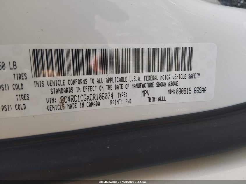 2012 Chrysler Town & Country Touring-L VIN: 2C4RC1CGXCR106074 Lot: 45657883