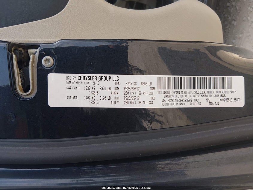 2014 Chrysler Town & Country Limited VIN: 2C4RC1GG9ER169003 Lot: 45657938