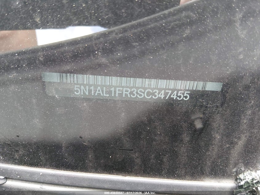 2025 Infiniti Qx60 Luxe VIN: 5N1AL1FR3SC347455 Lot: 45658587