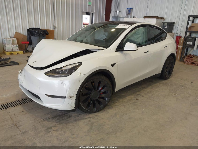 Vin: 5yjygdef8mf216589, lot: 46157180, tesla model y performance dual motor all-wheel drive 20212