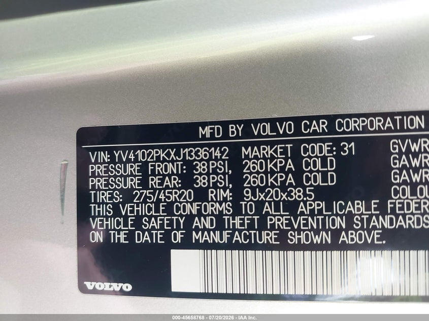 2018 Volvo Xc90 T5 Momentum VIN: YV4102PKXJ1336142 Lot: 45658768