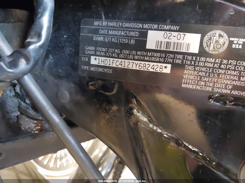 2007 Harley-Davidson Flhtcui VIN: 1HD1FC4127Y682428 Lot: 45658879