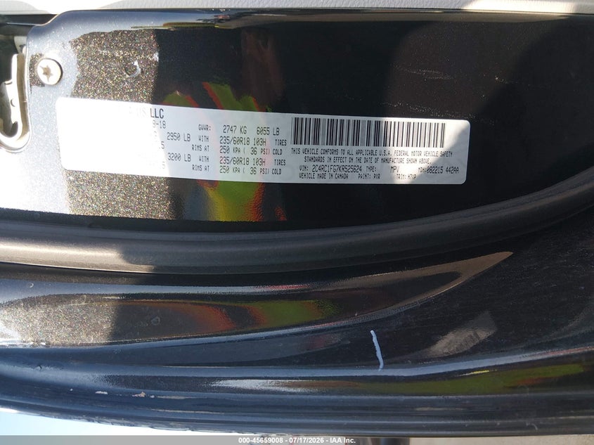 2019 Chrysler Pacifica Touring Plus VIN: 2C4RC1FG7KR525624 Lot: 45659008