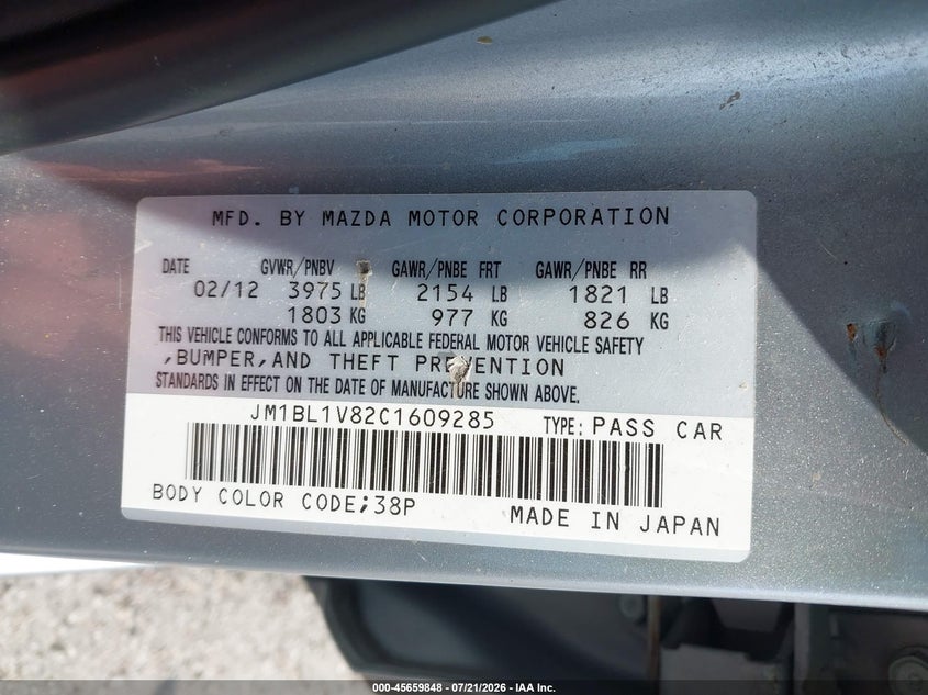 2012 Mazda Mazda3 I Touring VIN: JM1BL1V82C1609285 Lot: 45659848