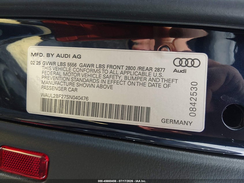 AUDI A6 2025 VIN WAUL2BF27SN040476