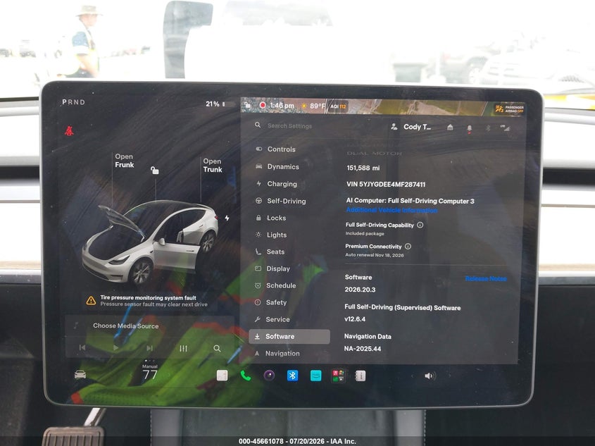 2021 Tesla Model Y Long Range Dual Motor All-Wheel Drive VIN: 5YJYGDEE4MF287411 Lot: 45661078