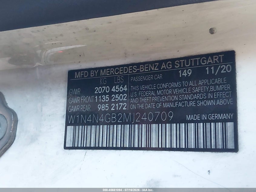 2021 Mercedes-Benz Gla 250 VIN: W1N4N4GB2MJ240709 Lot: 45661094