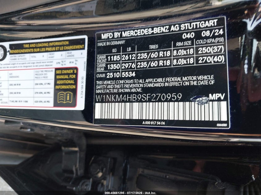2025 Mercedes-Benz Glc 300 4Matic Suv VIN: W1NKM4HB9SF270959 Lot: 45661295
