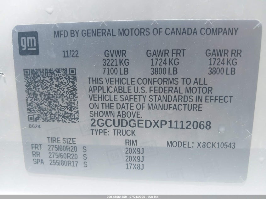 2023 Chevrolet Silverado 1500 4Wd Short Bed Ltz VIN: 2GCUDGEDXP1112068 Lot: 45661359