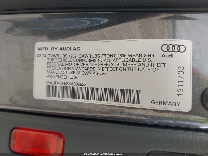 2024 AUDI A5 SPORTBACK PREMIUM PLUS 45 TFSI QUATTRO S TRONIC — Фото 9