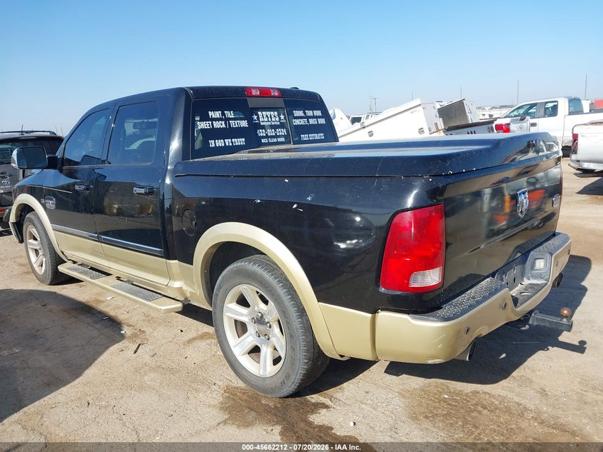 Vin: 1c6rd6pt9cs133306, lot: 46160784, ram 1500 laramie longhorn edition 20123