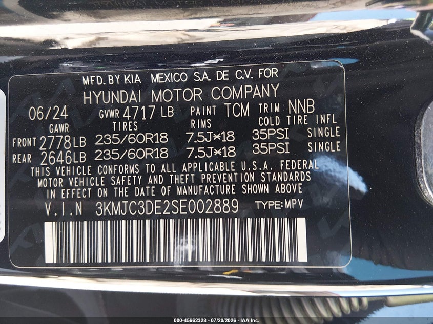 2025 Hyundai Tucson Sel Convenience VIN: 3KMJC3DE2SE002889 Lot: 45662328