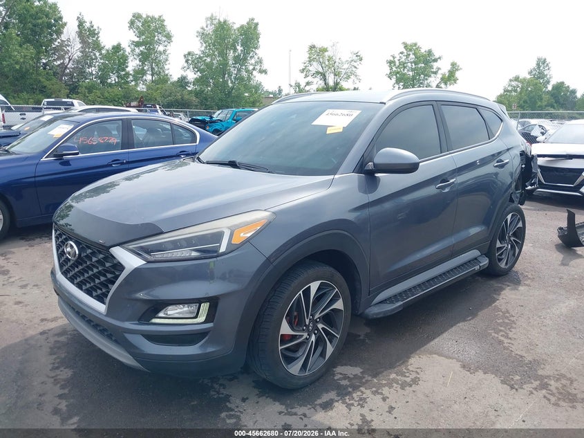 2019 Hyundai Tucson, Удар ззаду, IAAI, VIN KM8J3CAL3KU040280 — фото 2