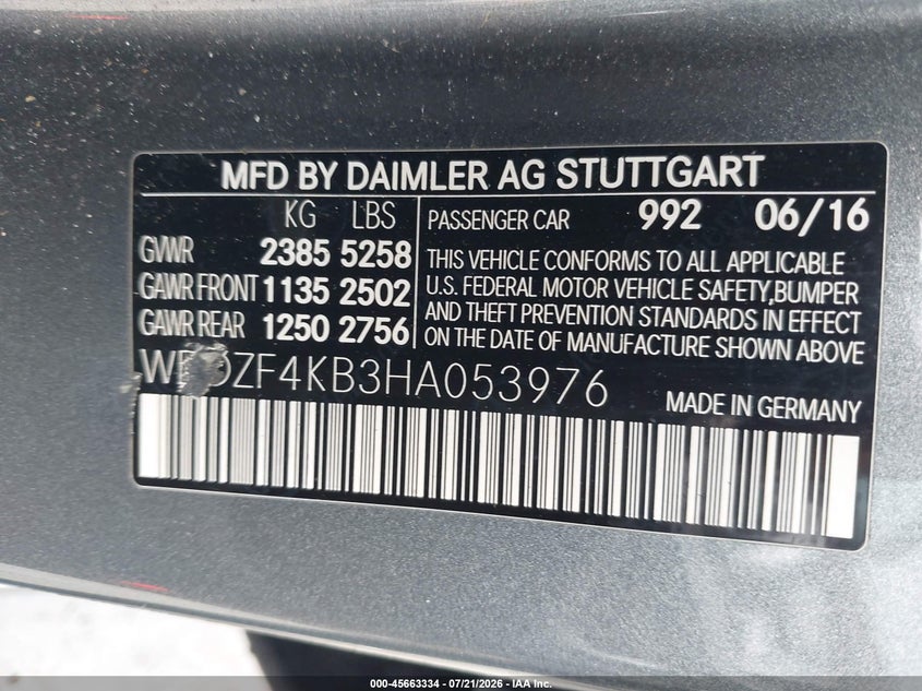 2017 Mercedes-Benz E 300 4Matic VIN: WDDZF4KB3HA053976 Lot: 45663334