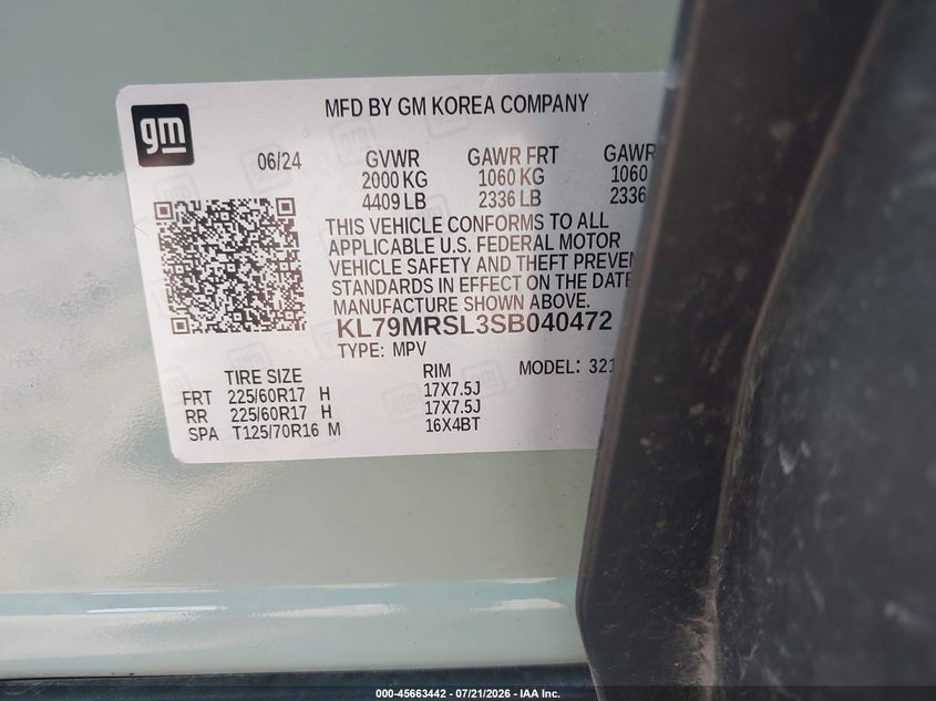 2025 Chevrolet Trailblazer Awd Lt VIN: KL79MRSL3SB040472 Lot: 45663442