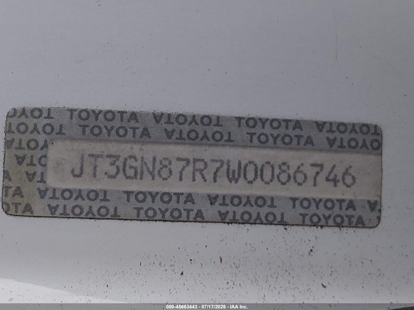 1998 Toyota 4Runner Sr5 V6 Limited VIN: JT3GN87R7W0086746 Lot: 45663443