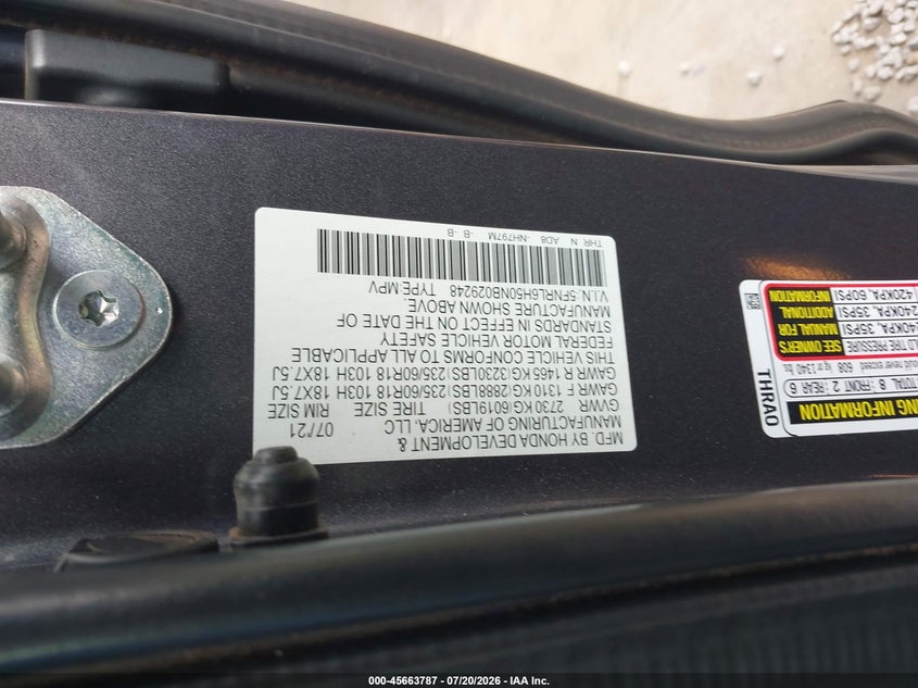 2022 Honda Odyssey Ex VIN: 5FNRL6H50NB029248 Lot: 45663787