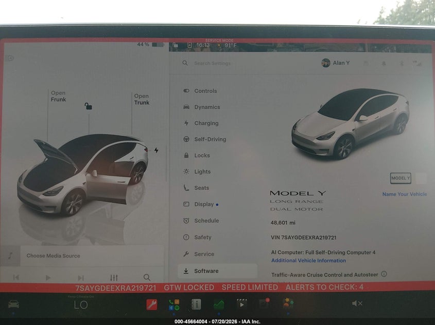 2024 Tesla Model Y Long Range Dual Motor All-Wheel Drive VIN: 7SAYGDEEXRA219721 Lot: 45664004