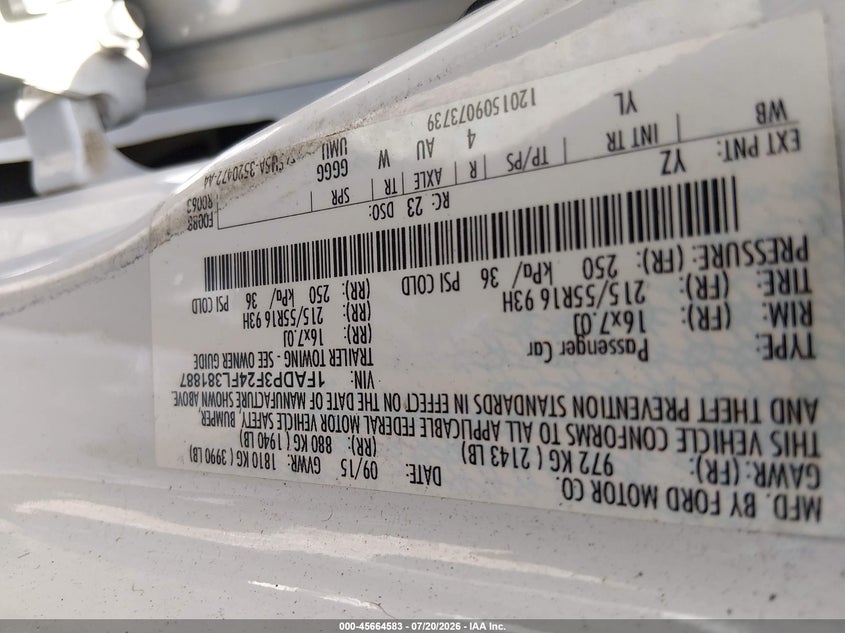 2015 Ford Focus Se VIN: 1FADP3F24FL381887 Lot: 45664583