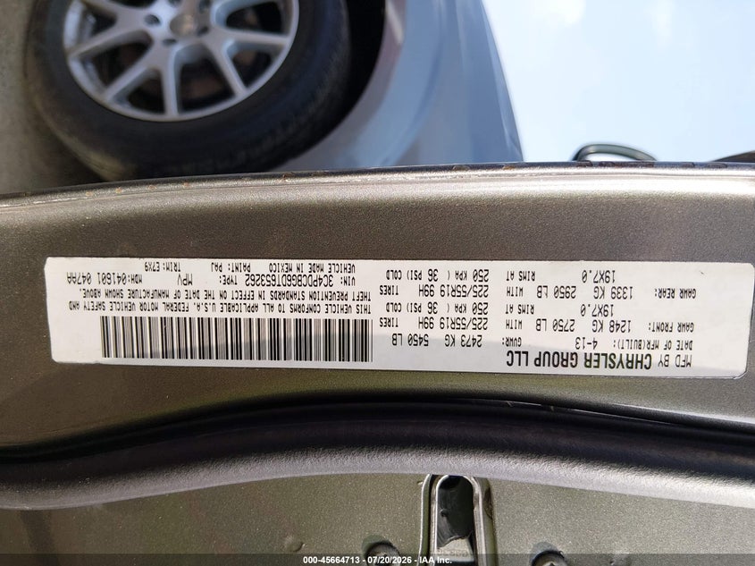 2013 Dodge Journey Sxt VIN: 3C4PDCBG6DT653262 Lot: 45664713