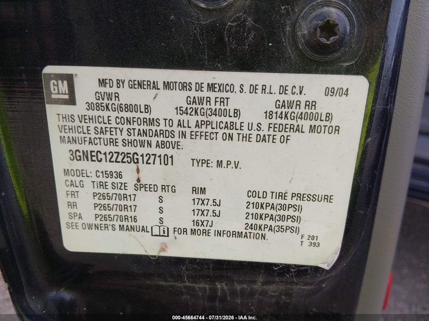 2005 CHEVROLET AVALANCHE 1500 auction photo 8