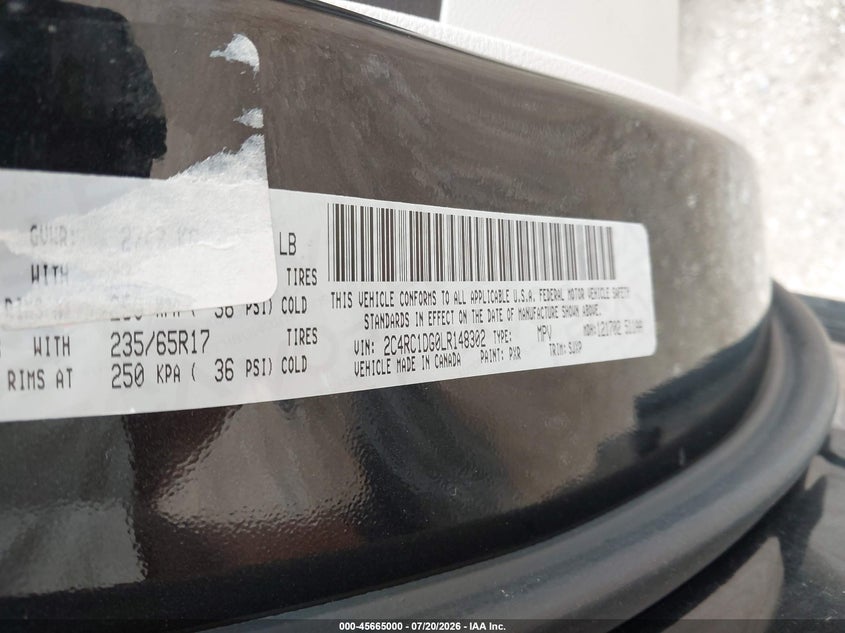 2020 Chrysler Voyager Lxi VIN: 2C4RC1DG0LR148302 Lot: 45665000