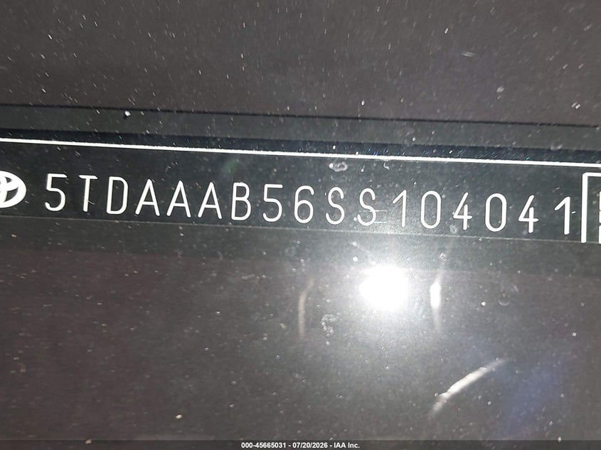 2025 Toyota Grand Highlander Platinum VIN: 5TDAAAB56SS104041 Lot: 45665031