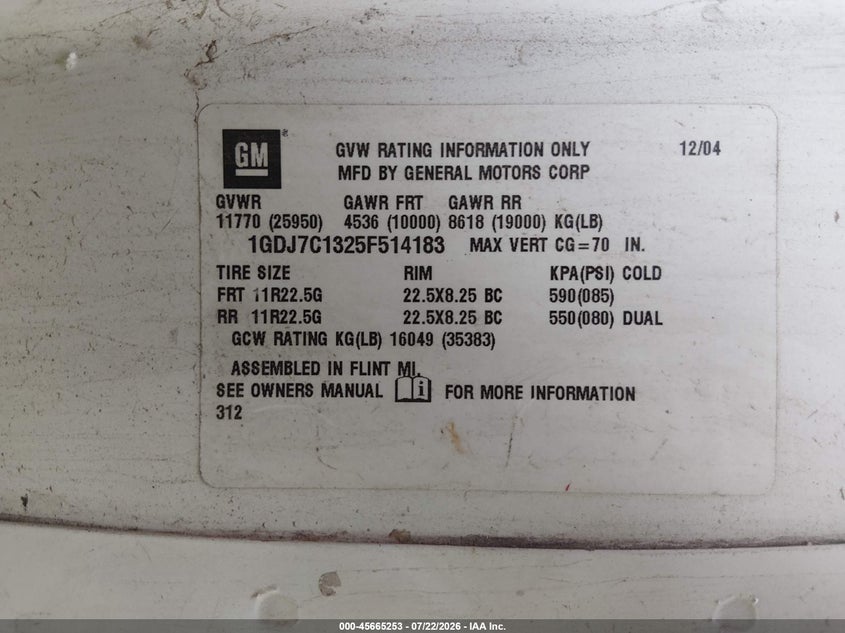 2005 GMC C7500 auction photo 8