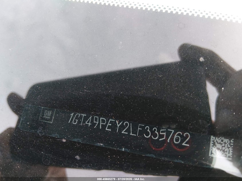 2020 GMC Sierra 2500Hd 4Wd Standard Bed At4 VIN: 1GT49PEY2LF335762 Lot: 45665279