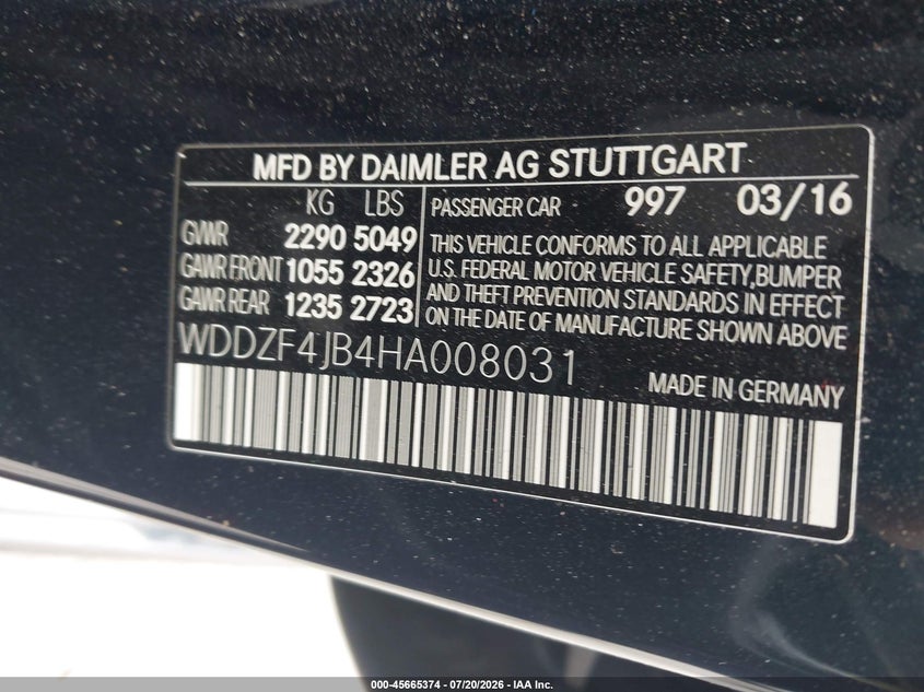 2017 Mercedes-Benz E 300 VIN: WDDZF4JB4HA008031 Lot: 45665374