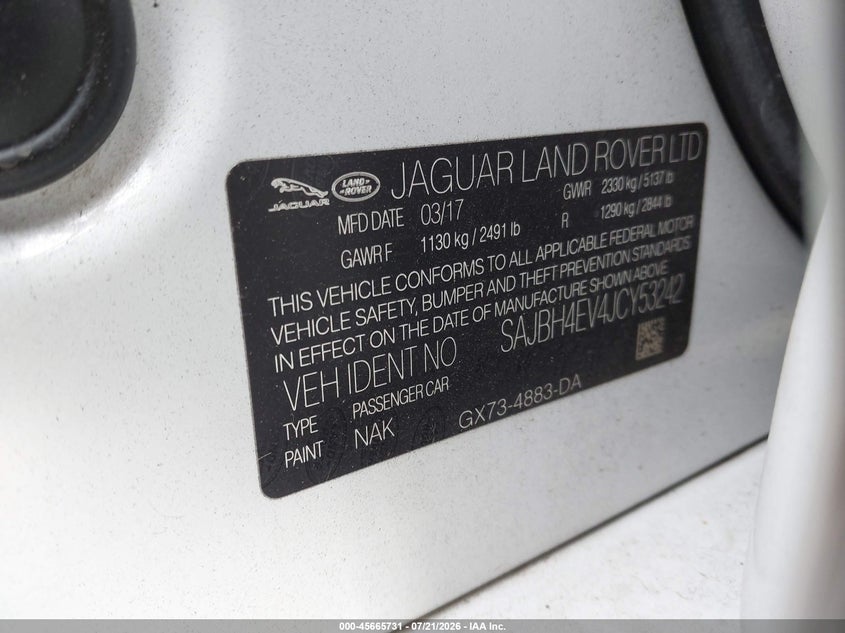 2018 Jaguar Xf 35T Portfolio Limited Edition VIN: SAJBH4EV4JCY53242 Lot: 45665731