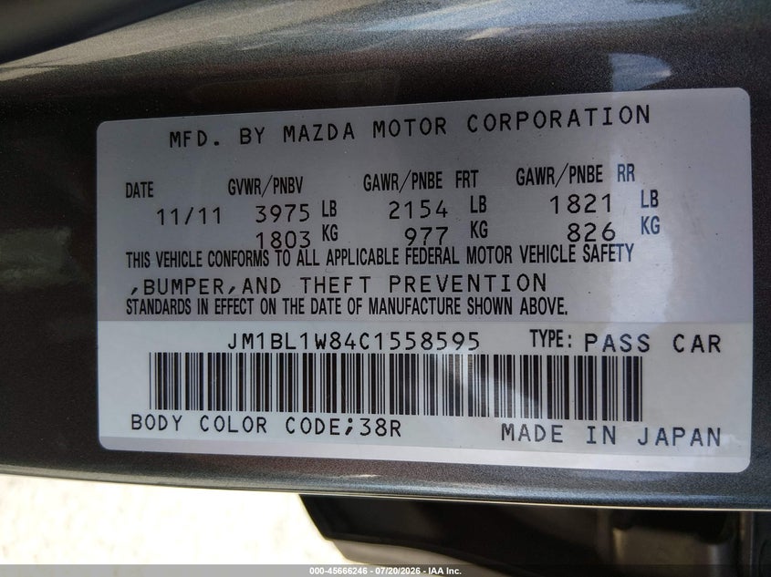 2012 Mazda Mazda3 I Grand Touring VIN: JM1BL1W84C1558595 Lot: 45666246
