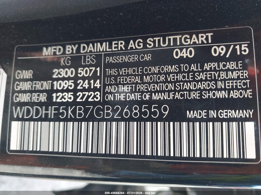 2016 Mercedes-Benz E 350 VIN: WDDHF5KB7GB268559 Lot: 45666264