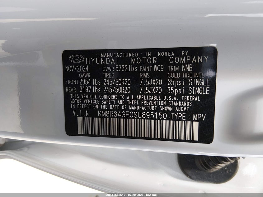 2025 Hyundai Palisade Xrt VIN: KM8R34GE0SU895150 Lot: 45666519